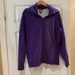 Tuff Athletics Purple Zip Fleece Interior Hoodie Sweater Multicolor Neck Loop